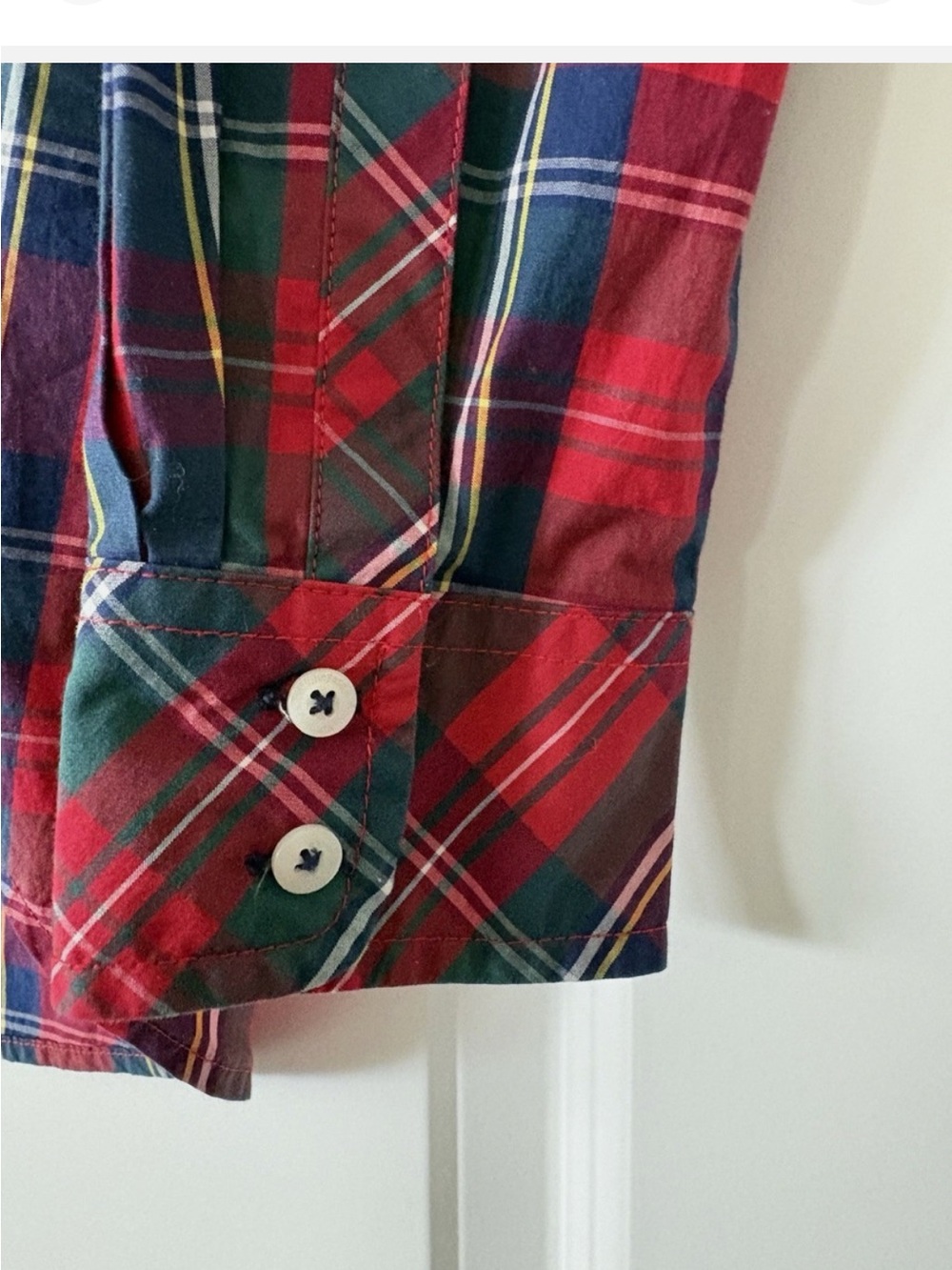 Vineyard Vines Red and Green Plaid Button-Up Blouse Size 18 - Picture 8 of 8